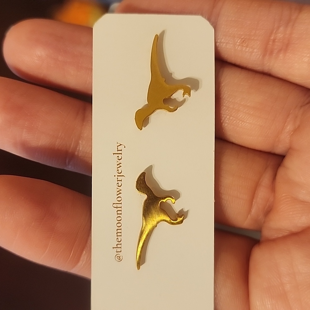Dinosaur Studs in Gold Color